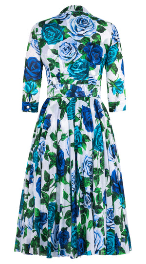 Aster Dress Shirt Collar 3/4 Sleeve Midi Length Cotton Musola (Charlotte Rose)