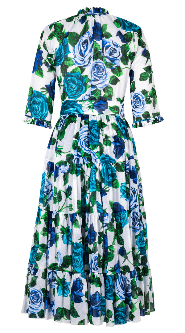 Eva Dress Crew Neck 3/4 Sleeve Midi Length Cotton Musola (Charlotte Rose Big)