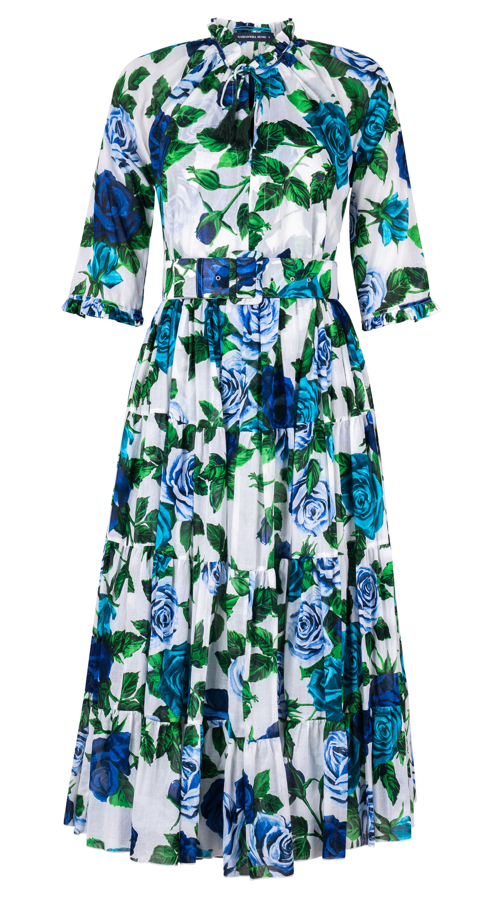 Eva Dress Crew Neck 3/4 Sleeve Midi Length Cotton Musola (Charlotte Rose Big)