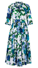 Eva Dress Crew Neck 3/4 Sleeve Midi Length Cotton Musola (Charlotte Rose Big)