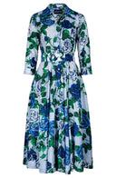 Laurent Dress Shirt Collar 3/4 Sleeve Midi Length Poliamide Taffta (Charlotte Rose Bright)
