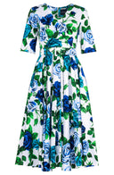 Abelia Dress V Neck 1/2 Sleeve Midi Length Cotton Stretch (Charlotte Rose)