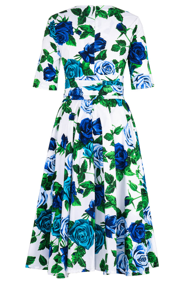 Abelia Dress V Neck 1/2 Sleeve Midi Length Cotton Stretch (Charlotte Rose)