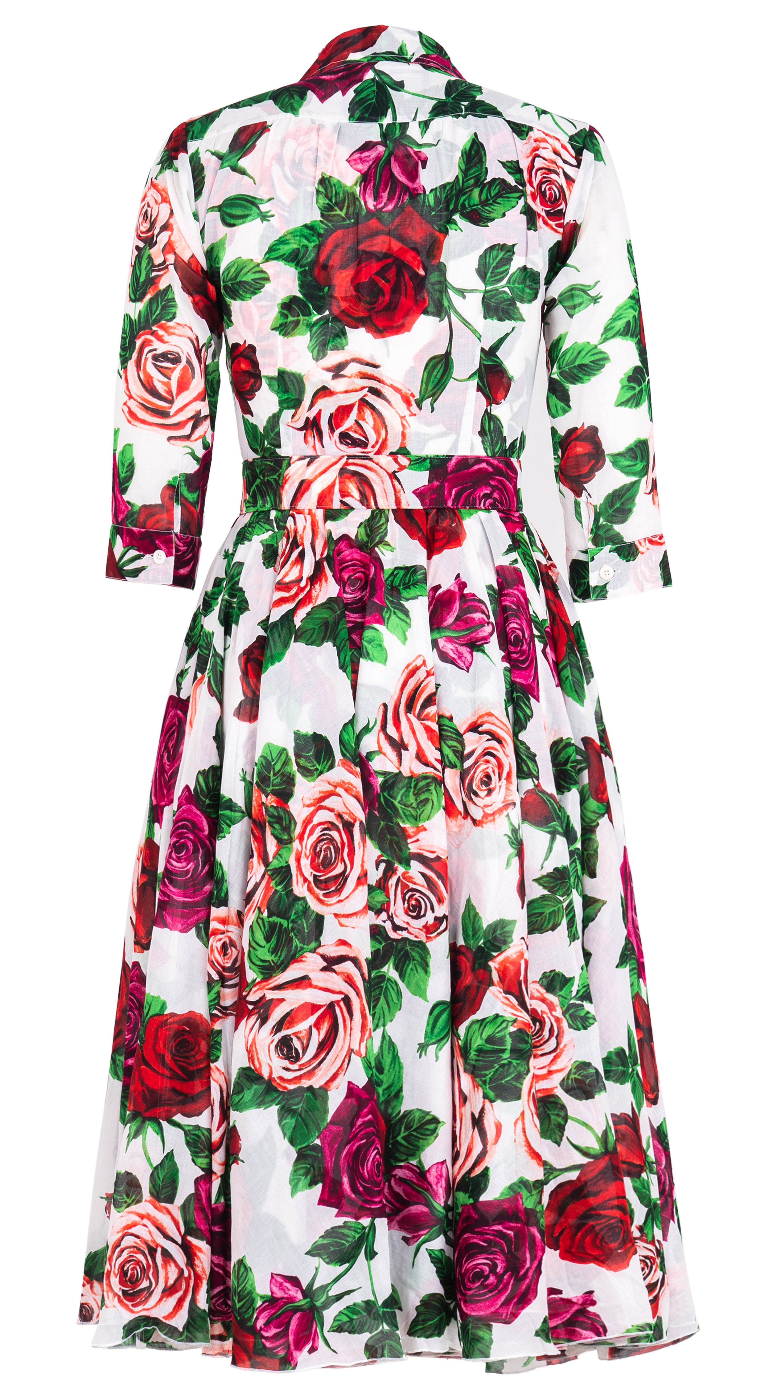 Aster Dress Shirt Collar 3/4 Sleeve Midi Length Cotton Musola (Charlotte Rose Big)
