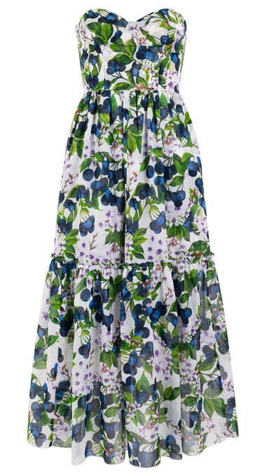 Melanie Dress Tube Bra Smock Strapless Ankle Length Cotton Musola (Cherry Blossom)