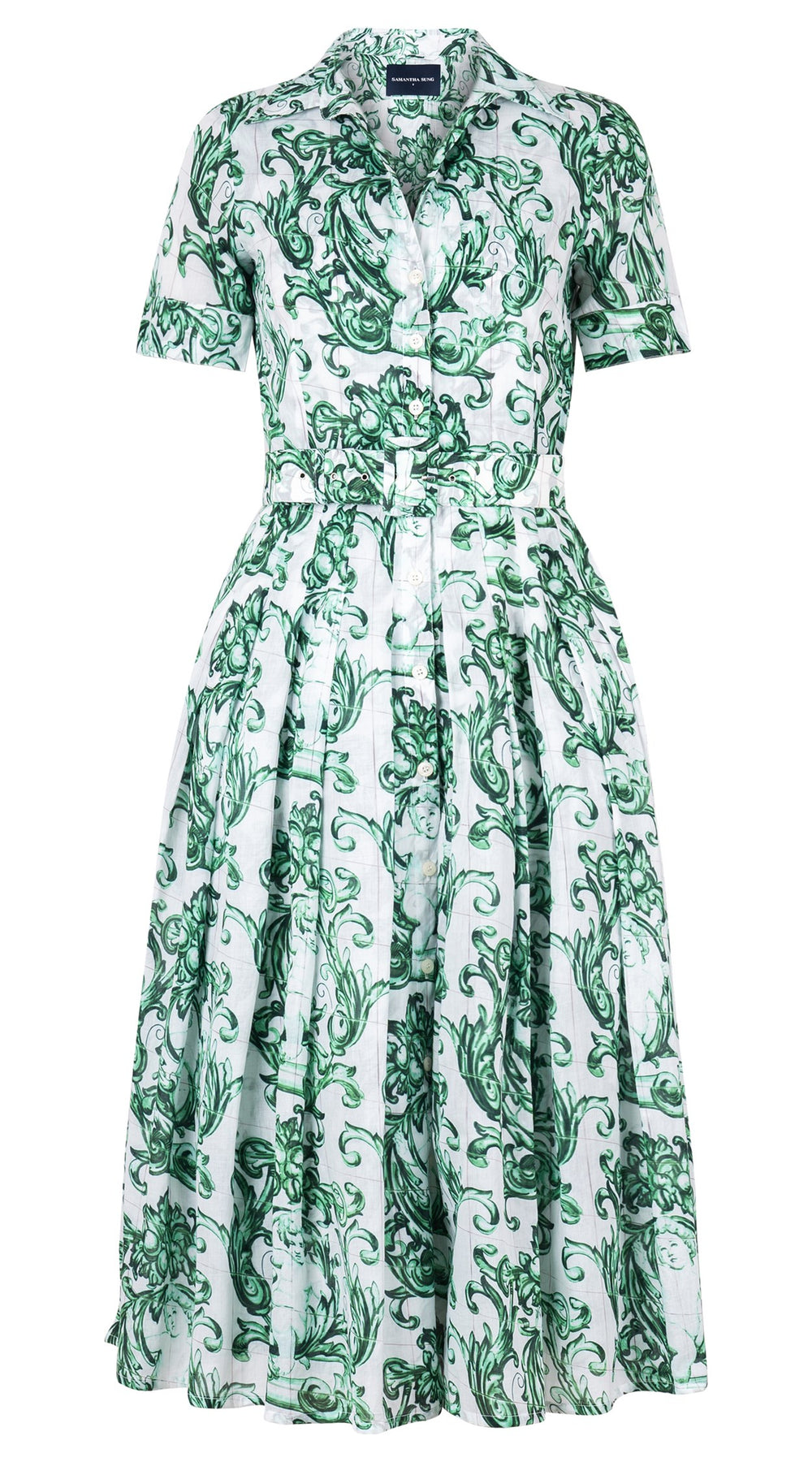 Audrey Dress #4 Shirt Collar Short Cuff Sleeve Midi Length Musola (Cherub Tile)