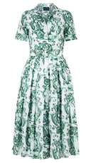 Audrey Dress #4 Shirt Collar Short Cuff Sleeve Midi Length Musola (Cherub Tile)