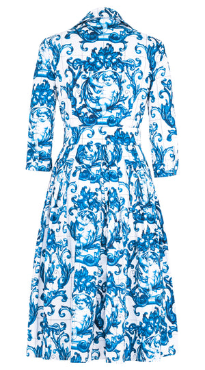Audrey Dress #1 Shirt Collar 3/4 Sleeve Regular Length Cotton Stretch (Cherub Tile) @2