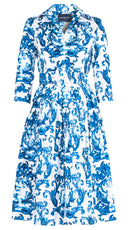 Audrey Dress #1 Shirt Collar 3/4 Sleeve Regular Length Cotton Stretch (Cherub Tile) @2