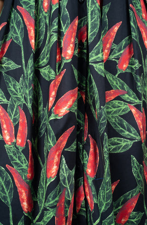 Audrey Dress #1 Shirt Collar 3/4 Sleeve Long Length Cotton Stretch (Chilli Pepper)