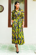 Audrey Dress #7 Shirt Collar 3/4 Sleeve Midi Length Poliamide Taffta (Chilli Pepper)