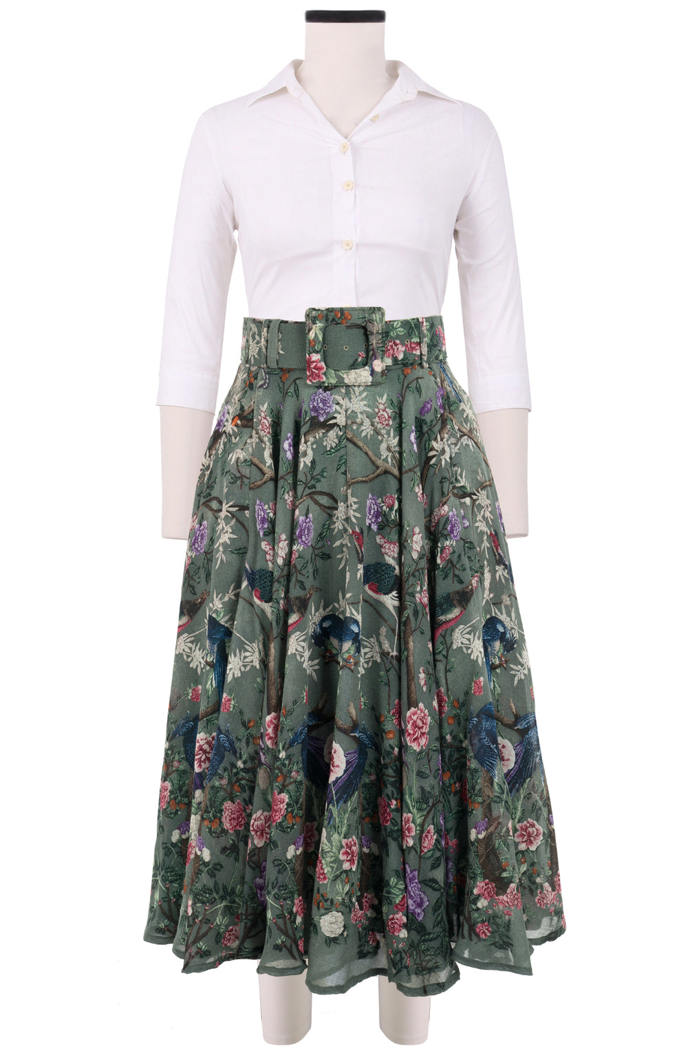 Aster Skirt Midi Plus Length Wool (Chinoi Magnolia) - Dusty Green