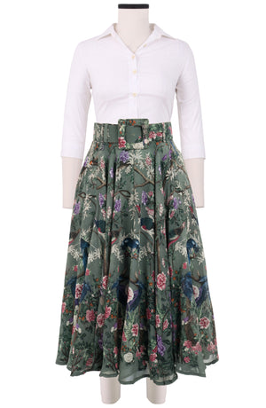 Aster Skirt Midi Plus Length Wool (Chinoi Magnolia) - Dusty Green