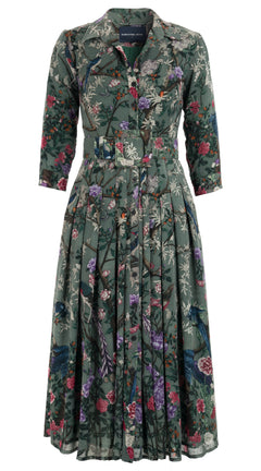 Audrey Dress #4 Shirt Collar 3/4 Sleeve Midi Length Wool (Chinoi Magnolia) @1