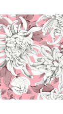 Audrey Dress #1 Shirt Collar 3/4 Sleeve Long Length Cotton Stretch (Chrysanthemum Flower Big)