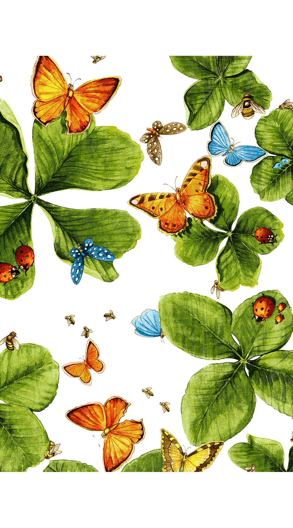 Aster Dress Shirt Collar 3/4 Sleeve Midi Length Cotton Musola (Clover Butterfly Big)