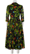 Aster Dress Shirt Collar 3/4 Sleeve Midi Length Cotton Musola (Clover Butterfly Small)