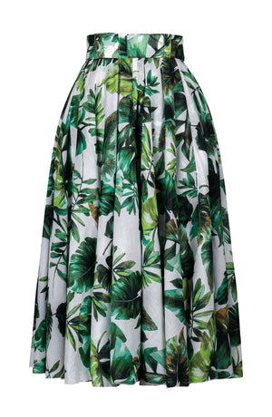 Aster Skirt #1 with Belt Midi Length Cotton Musola (Coconut Palm)