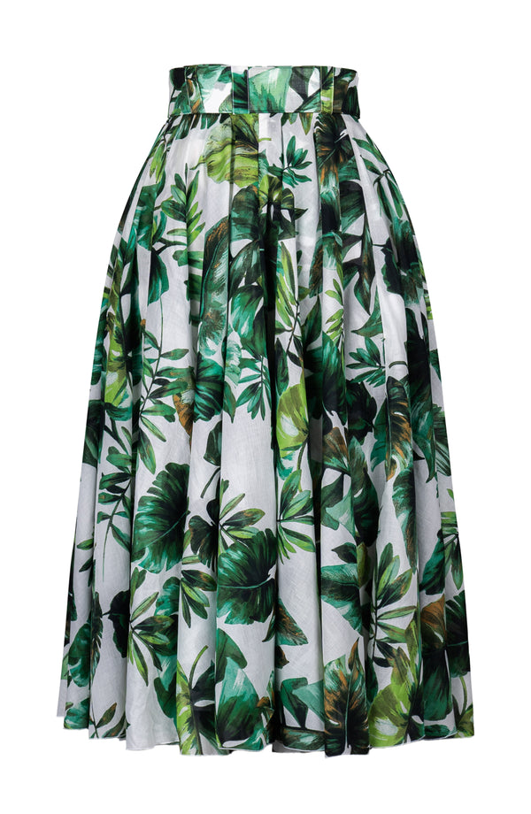 Aster Skirt #1 with Belt Midi Length Cotton Musola (Coconut Palm)