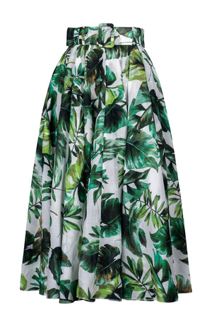 Aster Skirt #1 with Belt Midi Length Cotton Musola (Coconut Palm)