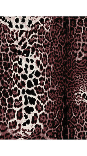 Aster Dress Shirt Collar 3/4 Sleeve Midi Length Wool Musola  (Colombo Leopard)