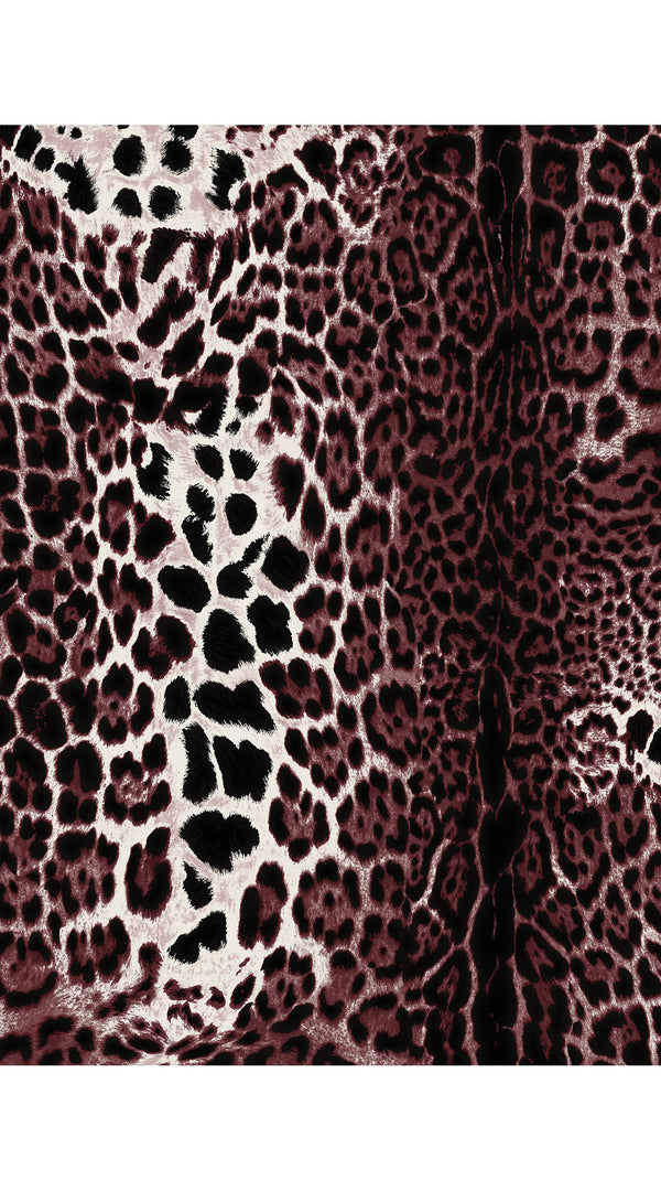 Aster Dress Shirt Collar 3/4 Sleeve Midi Length Wool Musola  (Colombo Leopard)