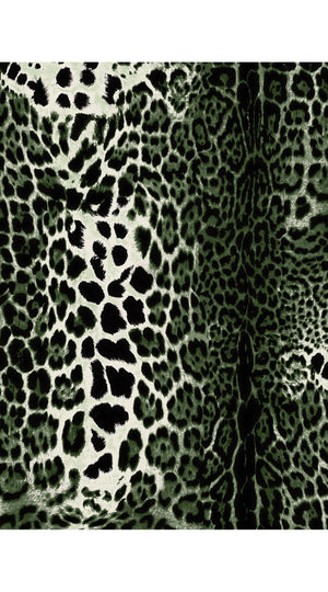 Aster Dress Shirt Collar 3/4 Sleeve Midi Length Wool Musola  (Colombo Leopard)