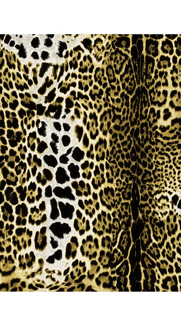 Aster Dress Shirt Collar 3/4 Sleeve Midi Length Wool Musola  (Colombo Leopard)