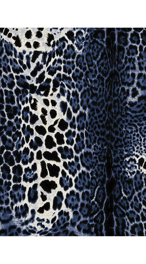 Aster Dress Shirt Collar 3/4 Sleeve Midi Length Wool Musola  (Colombo Leopard)