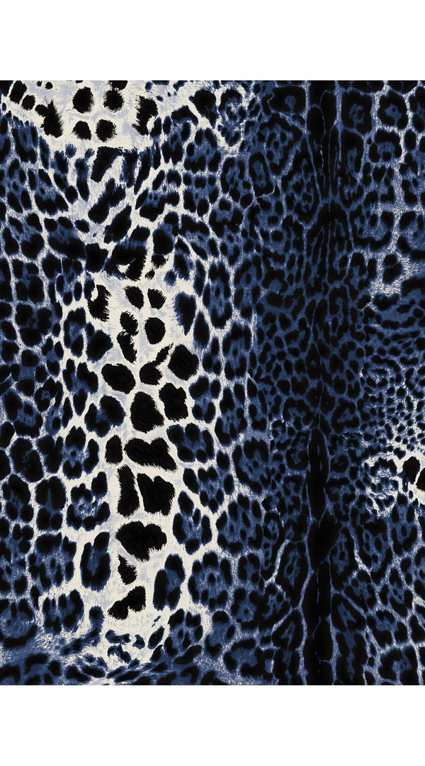 Aster Dress Shirt Collar 3/4 Sleeve Midi Length Wool Musola  (Colombo Leopard)