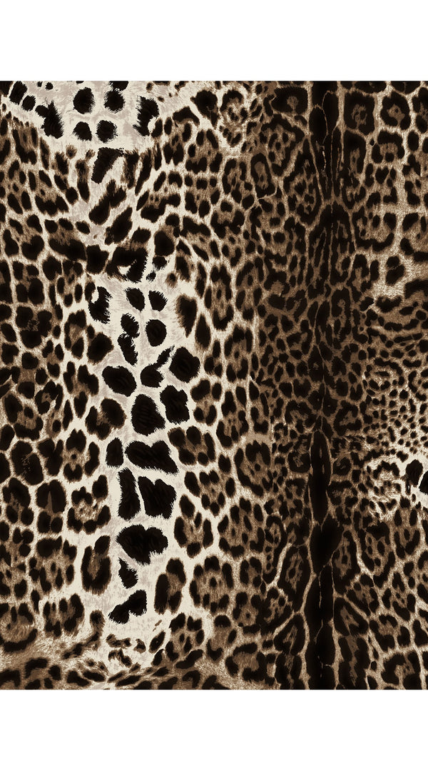 Aster Dress Shirt Collar 3/4 Sleeve Midi Length Cotton Musola (Colombo Leopard)