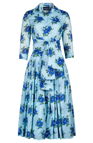 Audrey Dress #4 Shirt Collar 3/4 Sleeve Midi Length Cotton Musola (Common Rose)