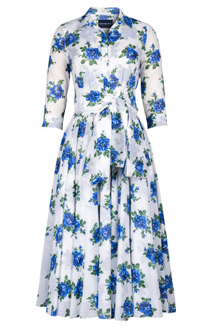 Aster Dress Shirt Collar 3/4 Sleeve Midi Length Cotton Musola (Common Rose)