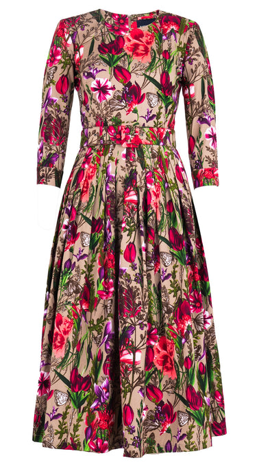 Florance Dress #2 Crew Neck 3/4 Sleeve Midi Length Cotton Stretch (Copenhagen Botanic Big)