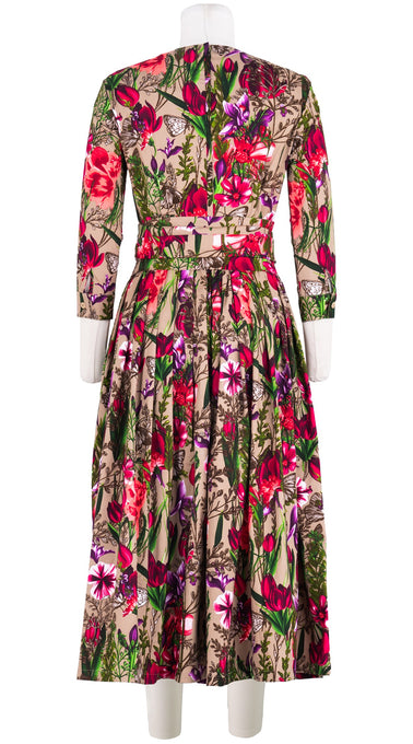 Florance Dress #2 Crew Neck 3/4 Sleeve Midi Length Cotton Stretch (Copenhagen Botanic Big)