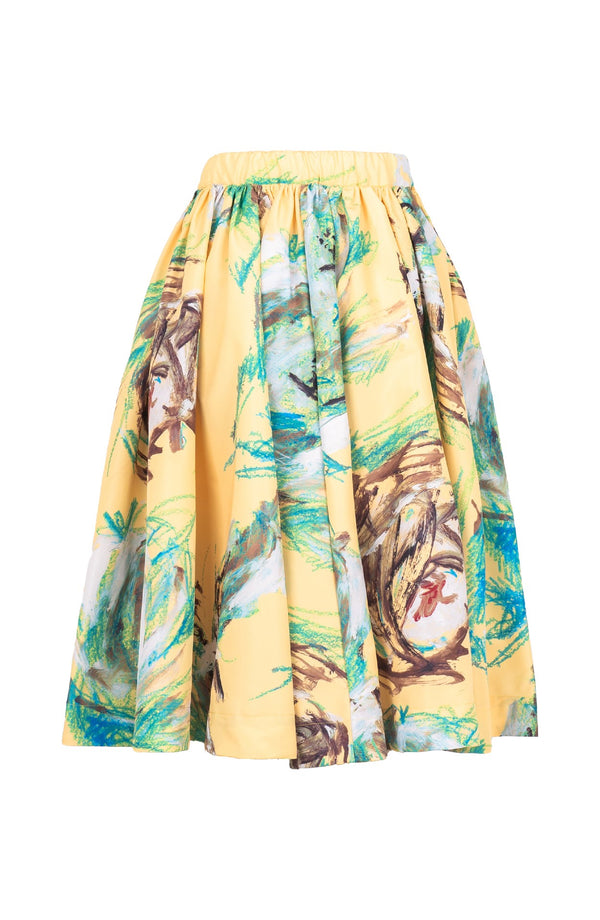 Jenny Skirt Long Length Poliamide Taffta (Crayon Flower)