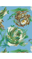 Audrey Dress #7 Shirt Collar 3/4 Sleeve Midi Length Poliamide Taffta (Crayon Flower)