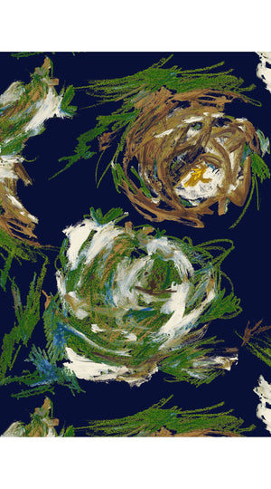 Audrey Dress #7 Shirt Collar 3/4 Sleeve Midi Length Poliamide Taffta (Crayon Flower)