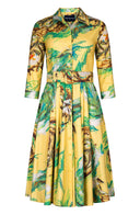 Laurent Dress Shirt Collar 3/4 Sleeve Long Length Cotton Stretch (Crayon Flower Bright)