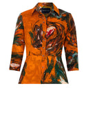 Samantha Shirt Wool (Crayon Flower) - Orange
