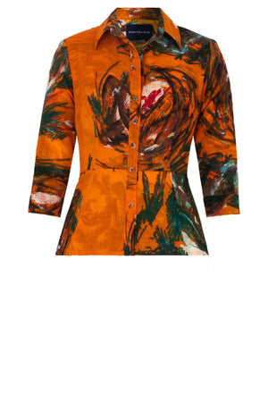 Samantha Shirt Wool (Crayon Flower) - Orange