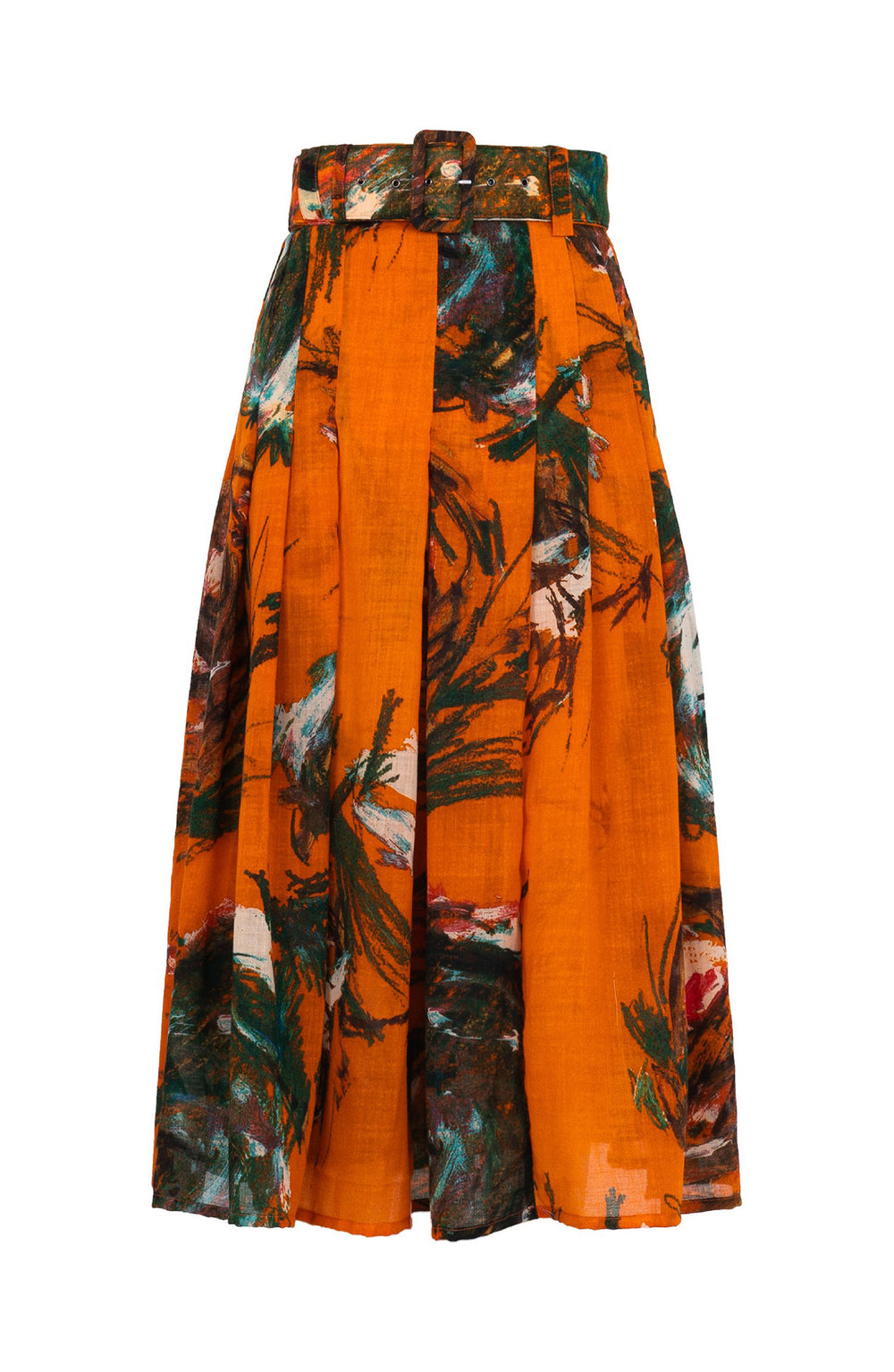 Zeller Skirt Midi Length Wool (Crayon Flower) - Dusty Orange
