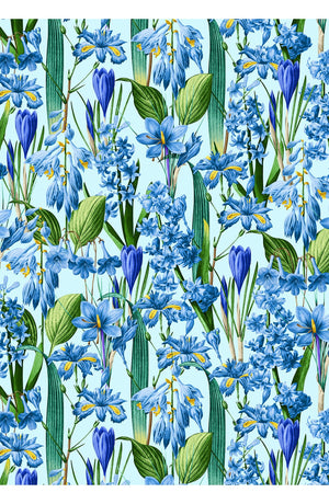 Audrey Dress #4 Shirt Collar 3/4 Sleeve Midi Length Cotton Stretch (Crocus Hyacinth Pastel)