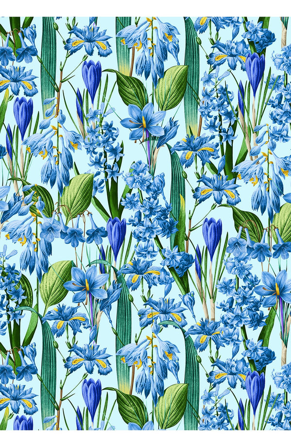 Audrey Dress #4 Shirt Collar 3/4 Sleeve Midi Length Cotton Stretch (Crocus Hyacinth Pastel)