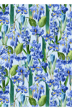 Audrey Dress #1 Shirt Collar 3/4 Sleeve Long Length Cotton Stretch (Crocus Hyacinth Pastel)