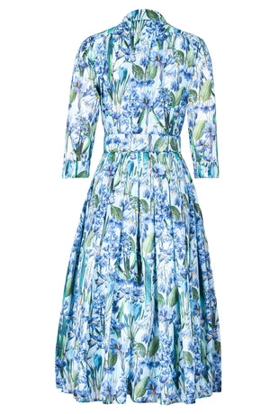 Audrey Dress #4 Shirt Collar 3/4 Sleeve Long Length Musola (Crocus Hyacinth Pastel)