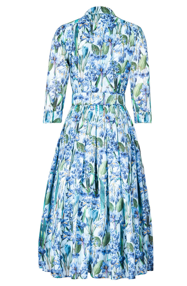 Audrey Dress #4 Shirt Collar 3/4 Sleeve Long Length Musola (Crocus Hyacinth Pastel)