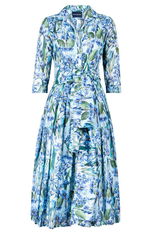 Audrey Dress #4 Shirt Collar 3/4 Sleeve Long Length Musola (Crocus Hyacinth Pastel)