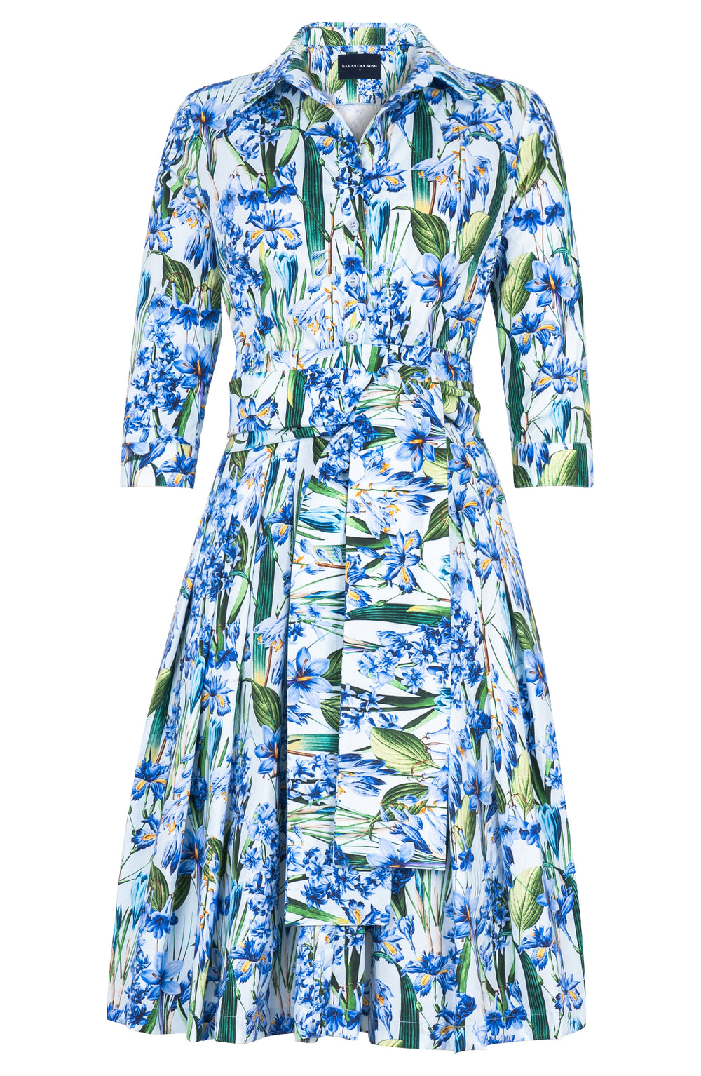 Audrey Dress #4 Shirt Collar 3/4 Sleeve Regular Length Cotton Stretch (Crocus Hyacinth Pastel)