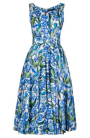 Aster Dress Boat Neck Sleeveless Midi Length Cotton Musola (Crocus Hyacinth White)